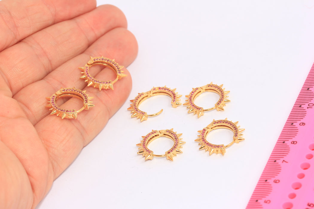 CZ Hoop Earrings, Micro Pave Punk Hoop Earrings