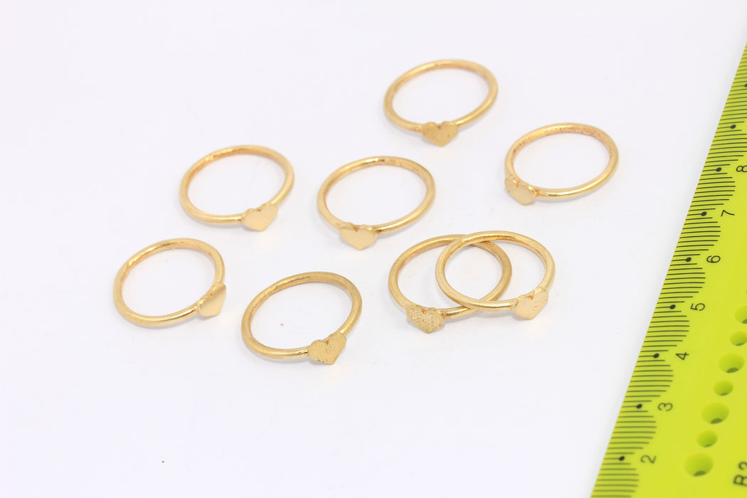 16mm Raw Brass Heart String Rings, Closed Heart Coin Ring, CHK64-7
