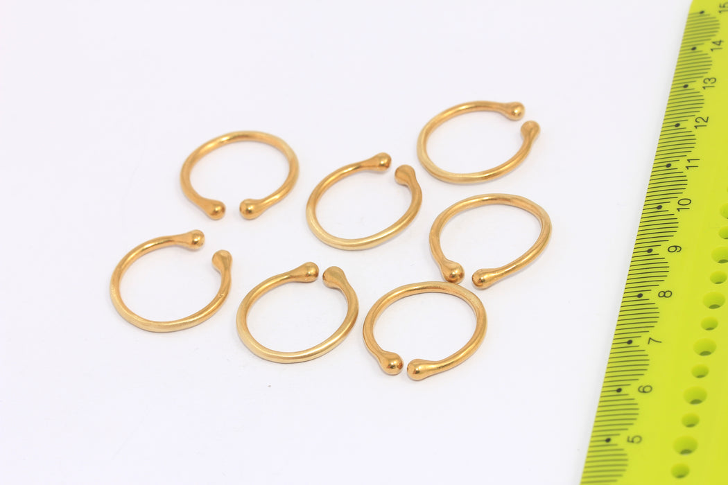 18 mm Ham Pirinç Tel Küre Yüzük, Açık Minimalist Yüzük, CHK64-8