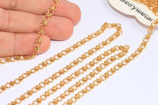 Gold Bar Chain, Round Link