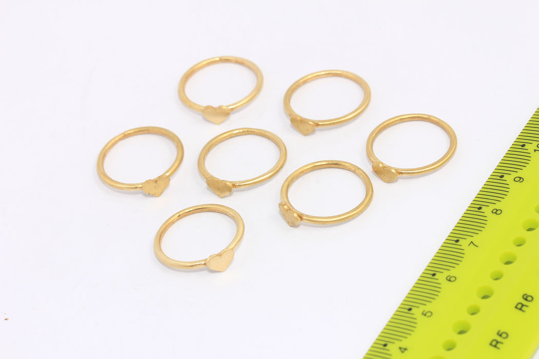 17mm Raw Brass Heart String Rings, Closed Heart Coin Ring, CHK80-7