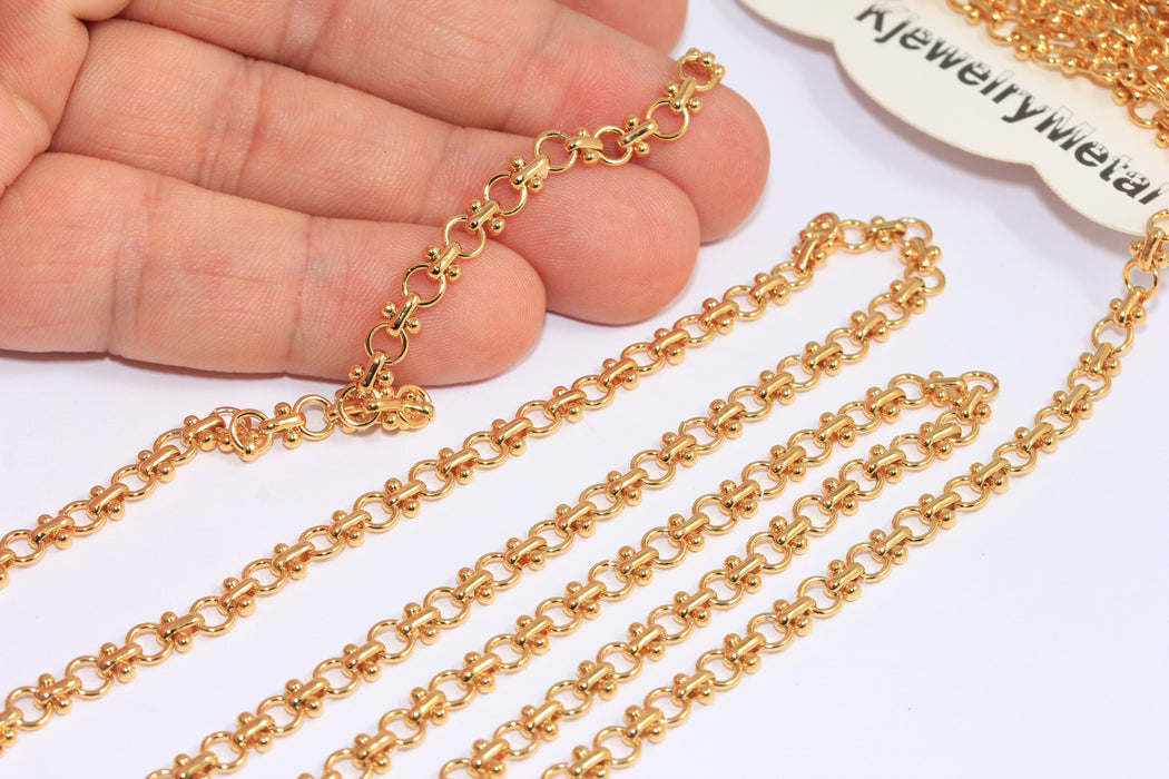 Gold Bar Chain, Round Link