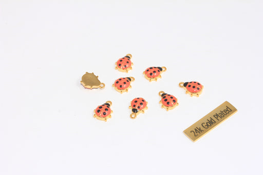 Orange Enamel Color Ladybug Charms