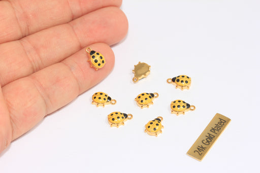 Yellow Enamel Color Ladybug Charms