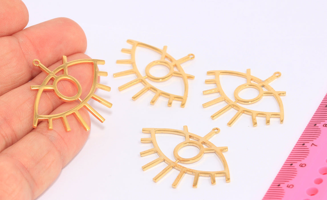 Ciondolo a forma di occhio in oro lucido 24k, 32x41 mm, BRT472
