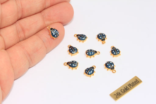 Navy Blue Enamel Color Ladybug Charms