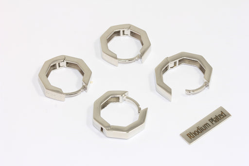 Thick Octagon Huggie Earrings, Geometric Hexagon Hoop Earrings