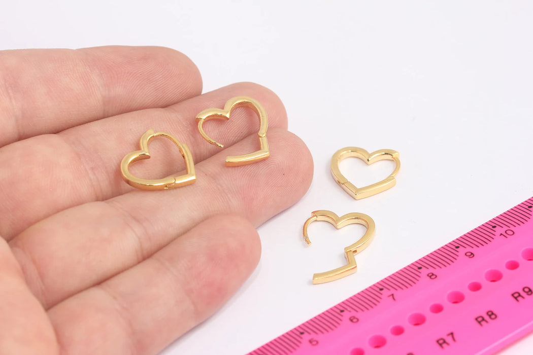 Heart Leverback Hoops, Gold Earring Hoops