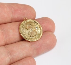 23x25 mm 24 Ayar Parlak Altın Sonsuzluk Kolye, Madalyon Kolye, Mikro Döşeme Sonsuzluk Madalyonu, Sonsuzluk Kolye, Altın Kaplama Bulgular, FRB37
