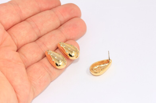 White Stone Teardrop Studs