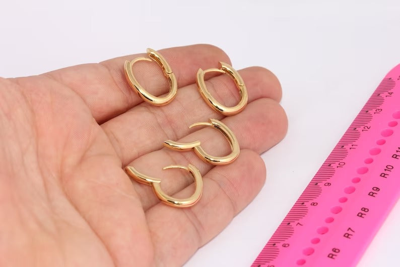 Oval Earrings, Gold Oval Leverback Earrings