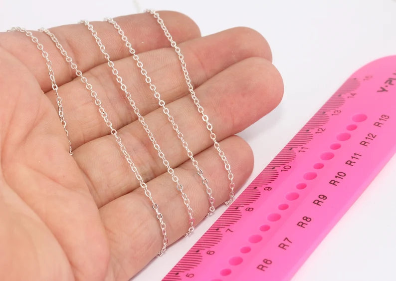 1,5x2mm Silver Color Cable Chain, Bulk Lot,Soldered, Chain BXB15