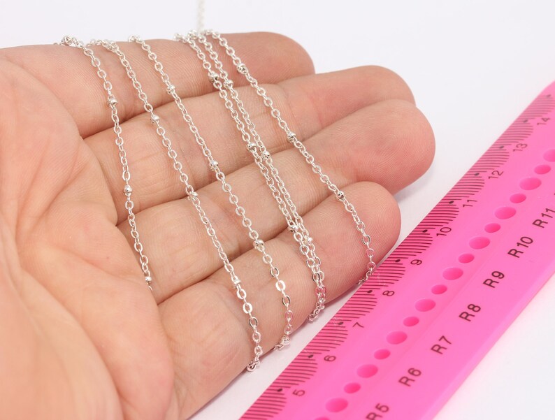 Silver Color Satellite Chain, Soldered Chain, Ball, BXB17