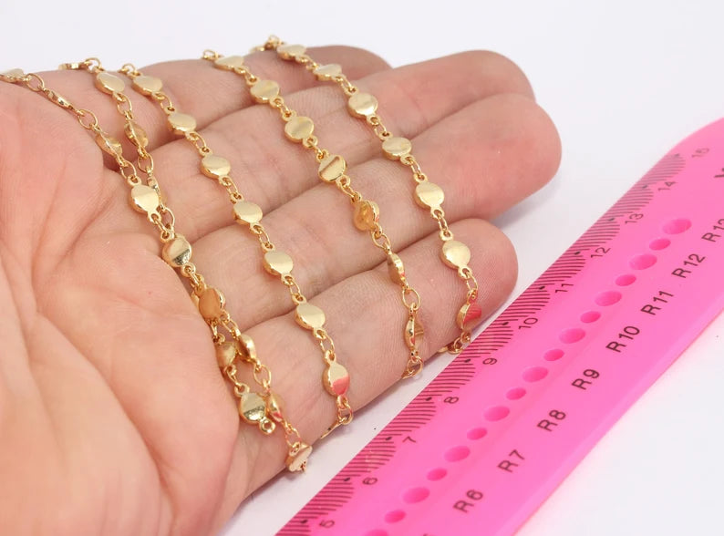 4,5mm 22k Shiny Gold Bar Chain, Gold Soldered Chain, BXB30
