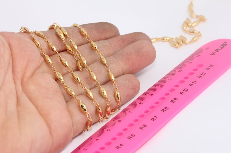 3,5x8mm 24k Shiny Gold Bar Chain, Soldered Chain, Necklace BXB50