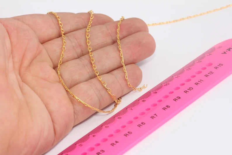 2x3mm 24k Shiny Gold Rolo Chains, Ankle Bracelet Chains, BXB57