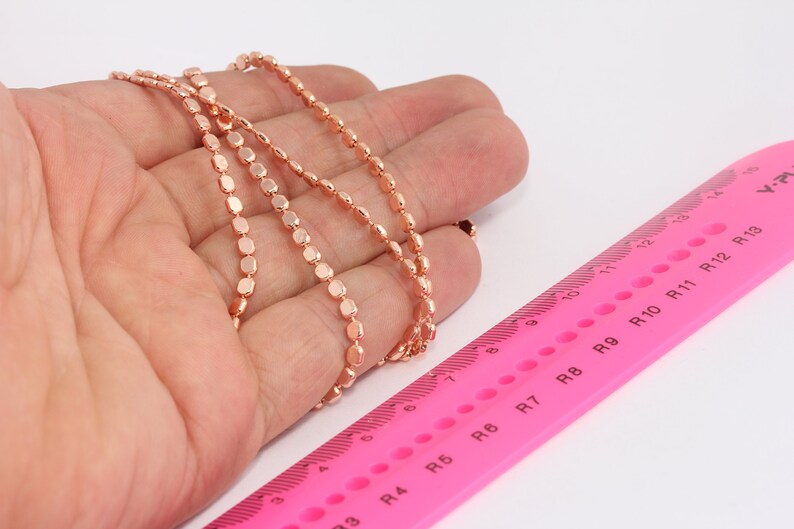 3mm Rose Gold Cube Chain, Square Ball Chains, Tiny Gold BXB58