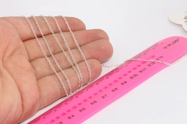 1,1x1,3mm Silver Color Chain, Tiny Rolo Chains, Soldered BXB62