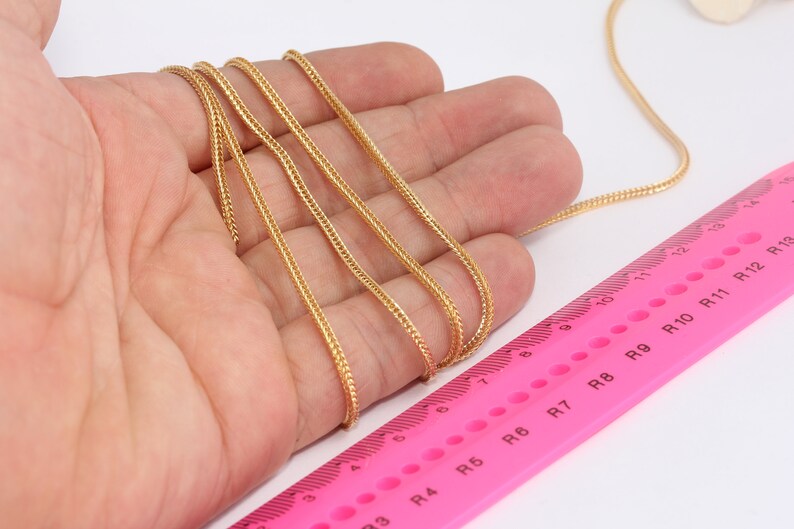1,6 mm 24 ayar Parlak Altın Yılan Zincirleri, Altın, Kablo Zinciri BXB64