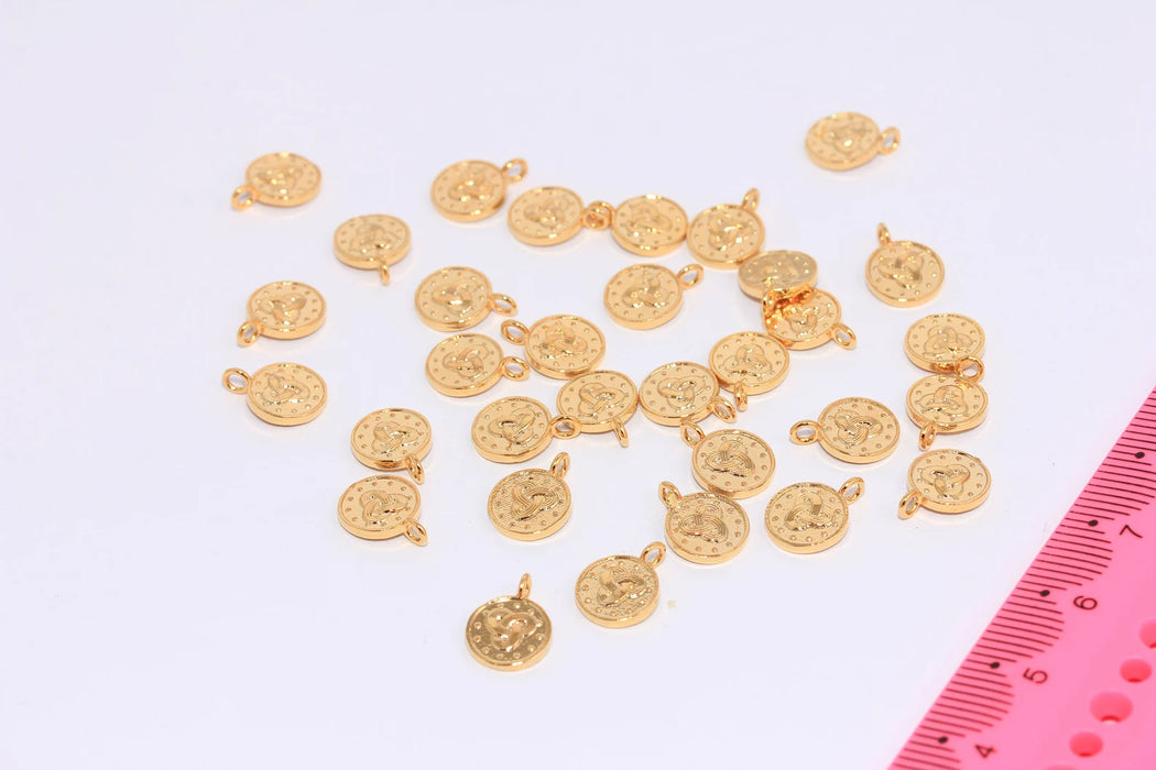 8mm 24k Shiny Gold Coins, Greek Coin Beads, Antique Greek Coins, CHK102-1