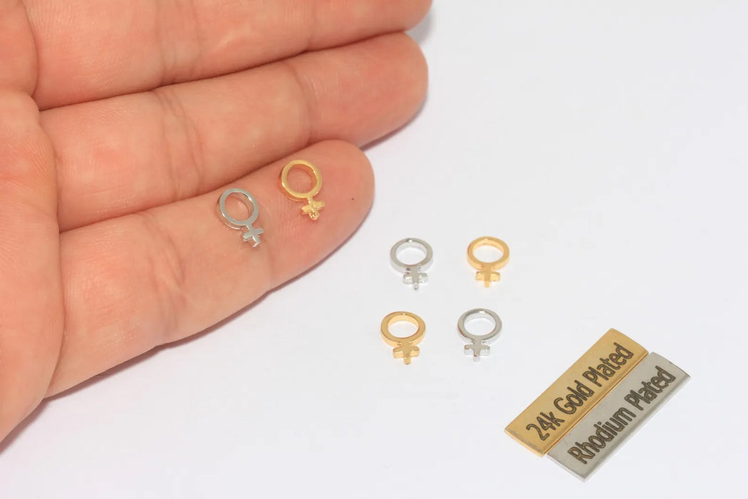 6x9 24k Shiny Gold Or Rhodium Plated Gender Sign Symbol Pendants, Female Symbol Charms, Woman Symbol Charm, SLM196