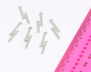 5x28mm Rhodium Thunder Charms, Lightning Pendant, Flash Charms, MTE434