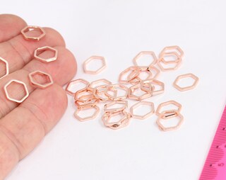 10mm Rose Gold Honeycomb Charm, Hexagon Charms, MTE453