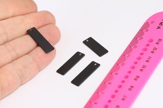 8x25mm Black Plated Nameplate Bar, Rectangle , MTE615