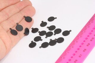 10mm Black Plated Coin Charms, Stamping Disc, Stamp, MTE620
