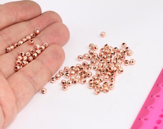 4mm Rose Gold ,Faceted Beads, Disco Ball Beads, Spacer MTE650