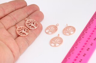 Albero della vita in oro rosa 18x23 mm, Albero della vita, Fiore MTE668
