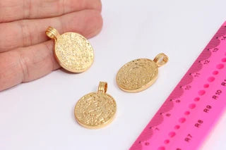 21x31mm 24k Shiny Gold Medallion, Antique Greek MTE280