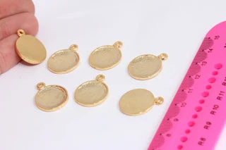 18x23mm 24k Parlak Altın Madalyon, Çekiçle Dövülmüş Disk, MTE287