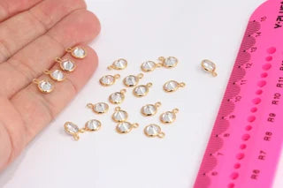 6,5x10mm 24k Shiny Gold Cz Pendant, Cubic Zirconia Charms, Crystal Drop Charms, Crystal Pendant, Gold Plated Charms, SWC, MTE275