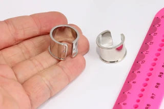 Rhodium Plated Ring Setting, Width 15mm, Channel Ring MTE263