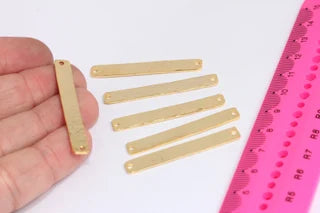 6x45mm 24k Shiny Gold Hammered Bar, Hammered Bar Bracelet, Stamping Bar, Bracelet Connector, Charms, Gold Plated Findings, MTE252