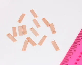 4x15 mm Gül Altın Dikdörtgen Boş, Düz Çubuk Kolye, MTE335