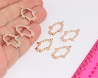 17x22mm Rose Gold Hamsa Charm, Gold Hamsa Jewelry , MTE331