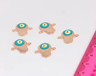 17x19mm Rose Gold Hamsa Charms, Evil Eye Hamsa , MTE320