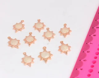 12x20mm Rose Gold Star Charms, Pearl Star Charms, MTE324