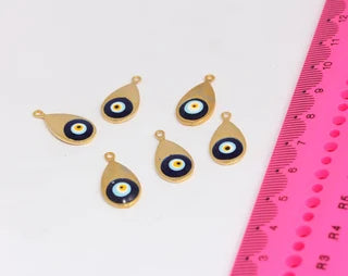 10x20mm 24k Shiny Gold Drop Pendant, Evil Eye Drop, Gold MTE309