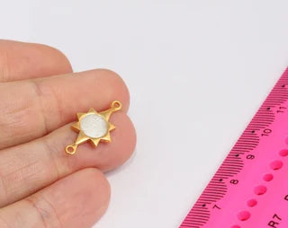 12x23mm 24k Shiny Gold Star Charms, Pearl Star Charms, MTE314