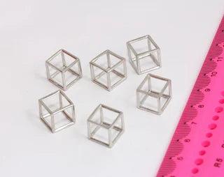 12mm Rhodium Plated Cube Charms, Cube Necklace, MTE293