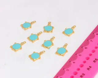 11x18mm 24 Ayar Parlak Altın Kaplumbağa Tılsımı, Kaplumbağa Kolye Ucu, MTE297