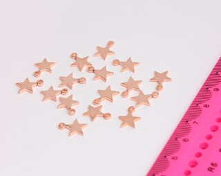 9x11mm Gül Altın Yıldız, Yıldız Takılar, Yıldız Kolye, Zarif MTE426