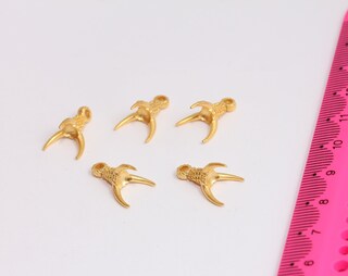 Ciondoli a forma di artiglio in oro opaco 24k da 11x16 mm, ciondolo a forma di artiglio, opaco MTE431