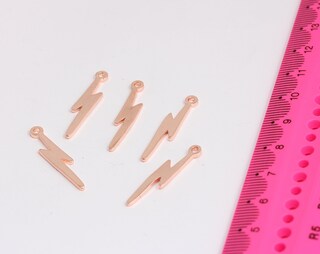 5x28mm Rose Gold Thunder Charms, Lightning Pendant, MTE432