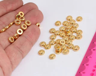 6,7mm 24K Shiny Gold Spacer Beads, Gold Spacers,Plated MTE404