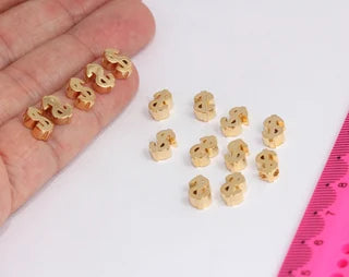6x10mm 24 Ayar Parlak Altın Dolar Takıları, Dolar Sembolü, Harf MTE385