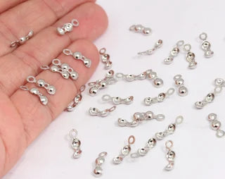 Rhodium Plated Crimp Beads, Fits 1mm Ball Chain, Crimps, Ball, MTE368